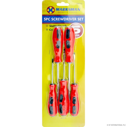 5pc Screwdriver Set - Red Handle