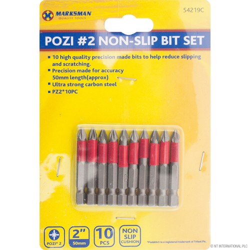 10pc Pozi #2 Non Slip Bit Set - 2