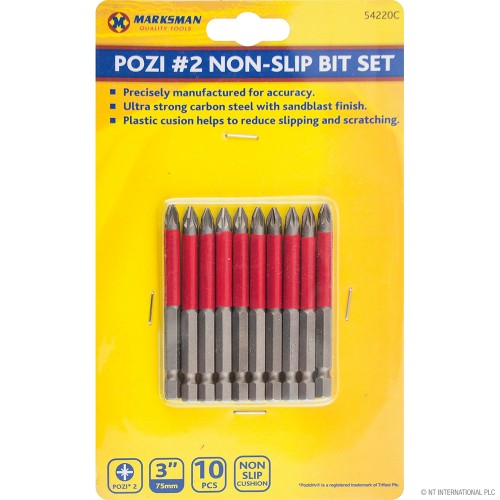 10pc Pozi #2 Non Slip Bit Set - 3