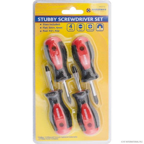 4pc Stubby Screwdriver Set