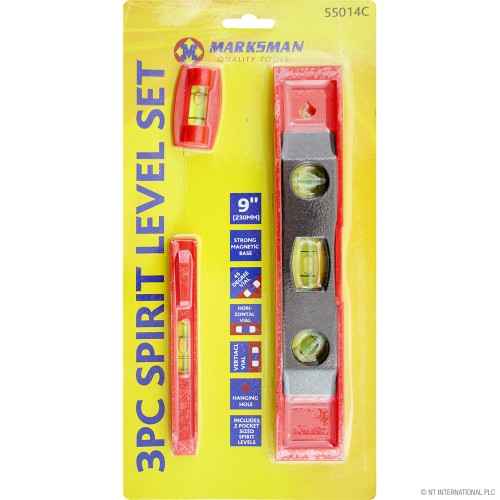3pc/Set 9" / 23cm Spirit Level On Card
