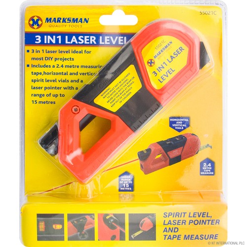 3 in 1 Spirit Level With Laser Pointer