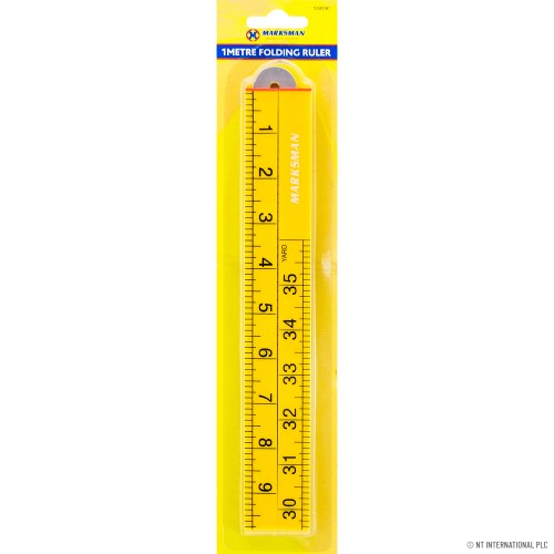 1m Folding Ruler On Card - Yellow