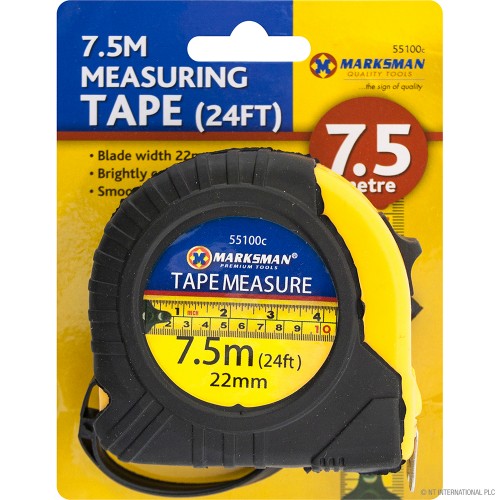 7.5m Measuring Tape - Yellow / Black