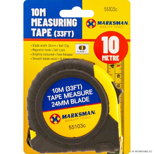 10m Measuring Tape - Yellow / Black