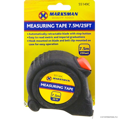 7m Tape Measure - Black / Red