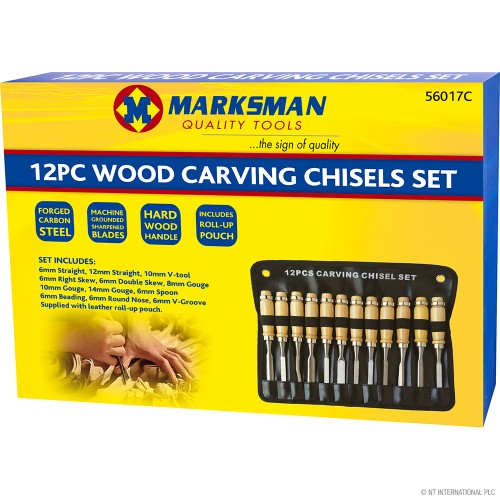 12pc Wood Carving Chisel Set In Bag
