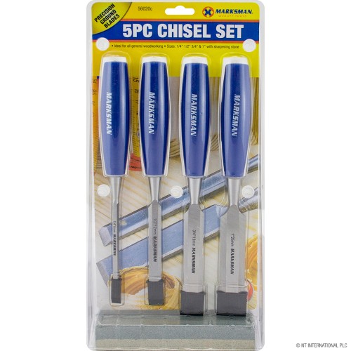 5pc Chisel Set with Sharpening Stone