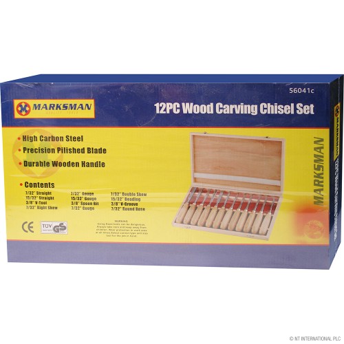 12pc Wood Carving Chisel Set - Wooden Case