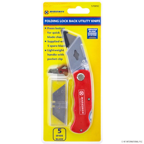 Folding Lock Back Knife with 5 Spare Blades