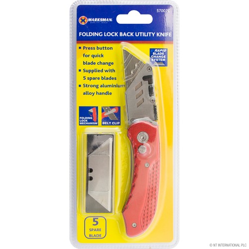 Folding Lock Back Knife with 5 Spare Blades