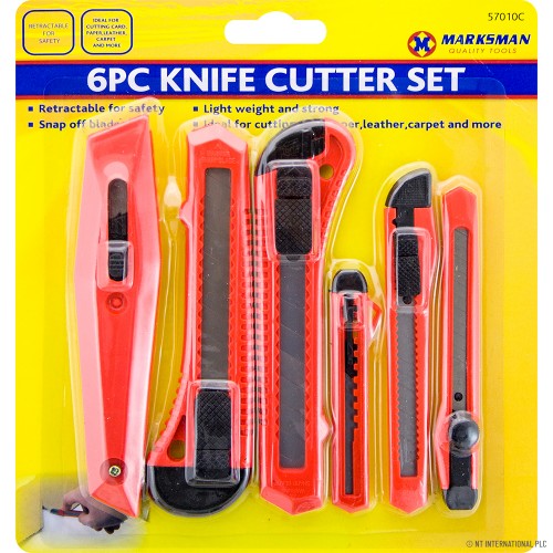 6pc Knife / Cutter Set - Red