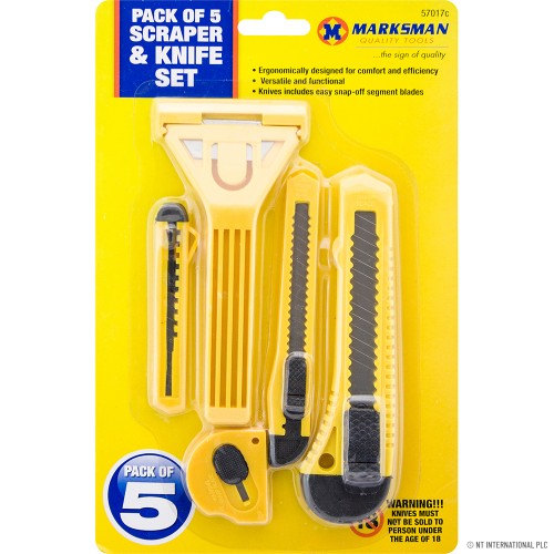 5pc Scraper & Knife Set - Yellow