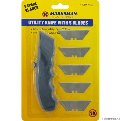 Utility Knife With 5 Spare Blades