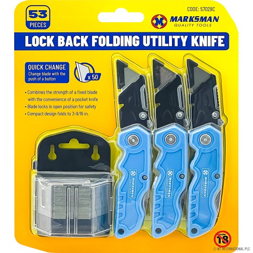 3pc Lock back Folding Utility knife 50pc Extr