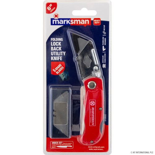 Folding Lock Back Knife with 5 Spare Blades