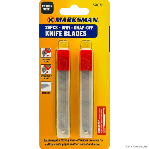 20pc 9mm Snap Off Knife Blades