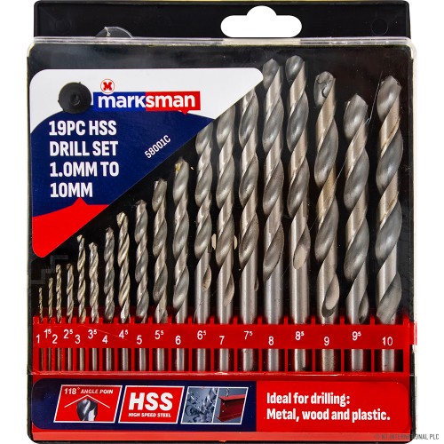 19pc HSS Drills Set - 1.0mm to 10mm