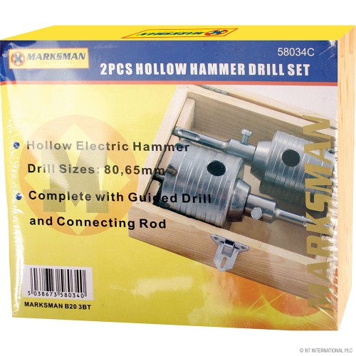 2pc Hollow Hammer Drill Set
