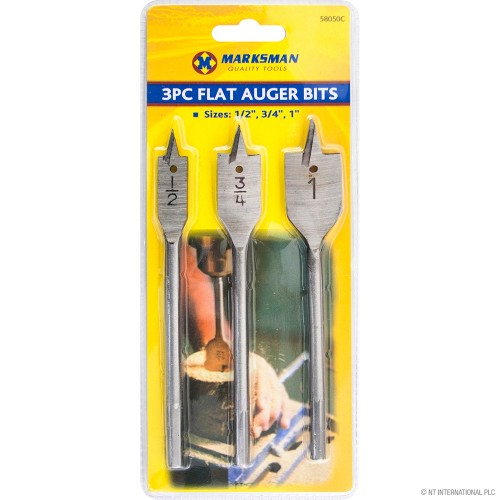 3pc Flat Auger Wood Drill Bit Set