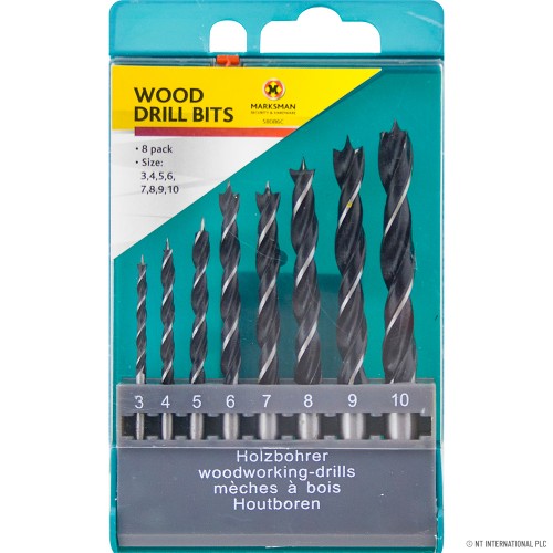 8pc Wood Drill Bits - 3 - 10mm