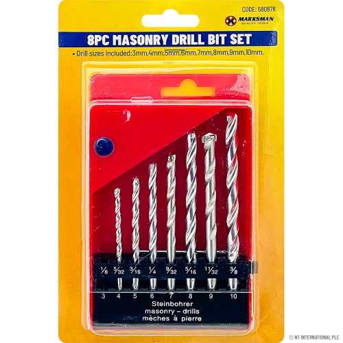 8pc Masonary Drill Bits - 3 - 10mm