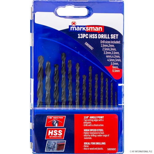 13pc HSS Drill Set - 1.5mm to 6.5mm