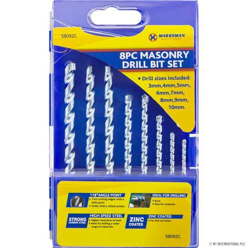 8pc Masonry Drill Bit Set - 3 - 10mm