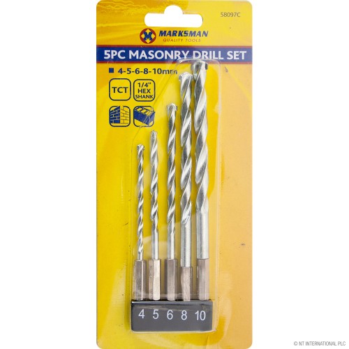 5pc 1/4'' Masonry Drill Set