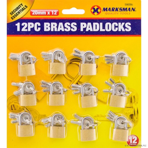 12pc Brass Padlock Set 20mm