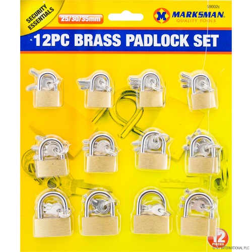12pc Brass Padlock Set 25, 30 and 35mm