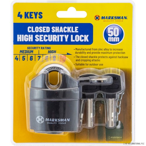 Waterproof Closed Shackle Security Padlock