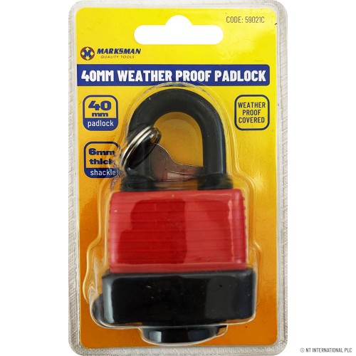 40mm Weatherproof Padlock - Red