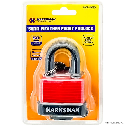 50mm Weatherproof Padlock - Red