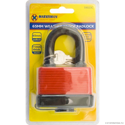 65mm Weatherproof Padlock - Red