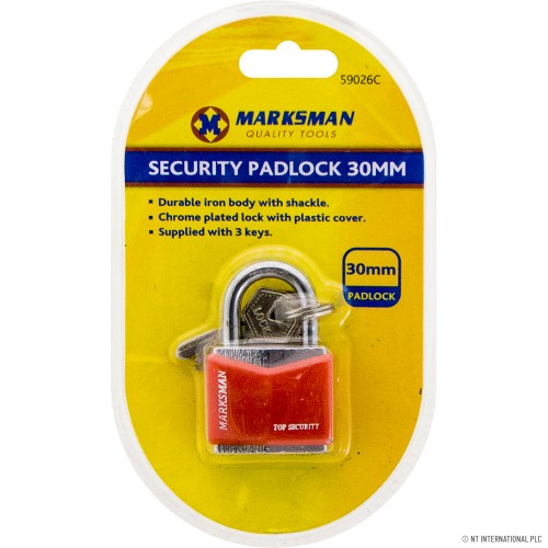 30mm Iron Security Padlock - Red