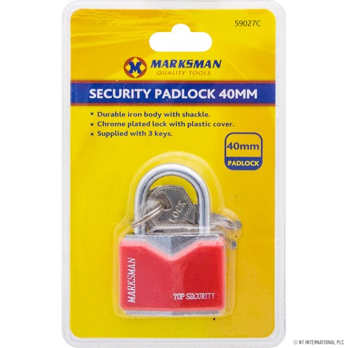 40mm Iron Security Padlock - Red