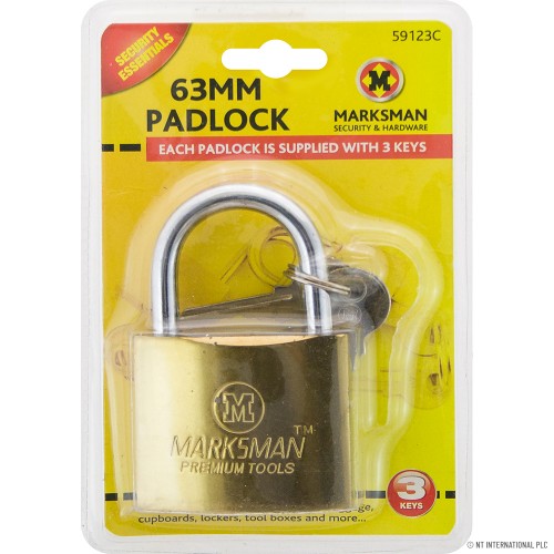 63mm Brass Coated Padlock - Single