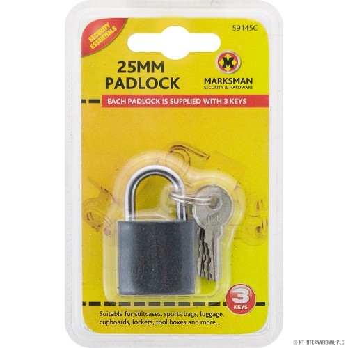 25mm Black Iron Padlock - Single