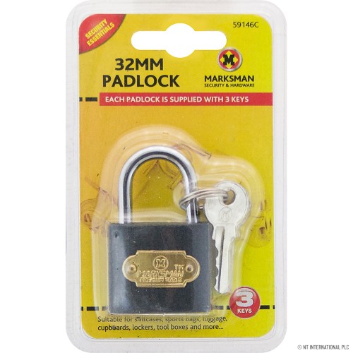 32mm Black Iron Padlock - Single