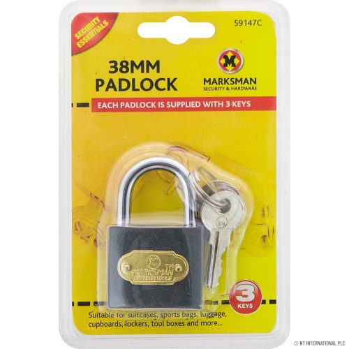 38mm Black Iron Padlock - Single