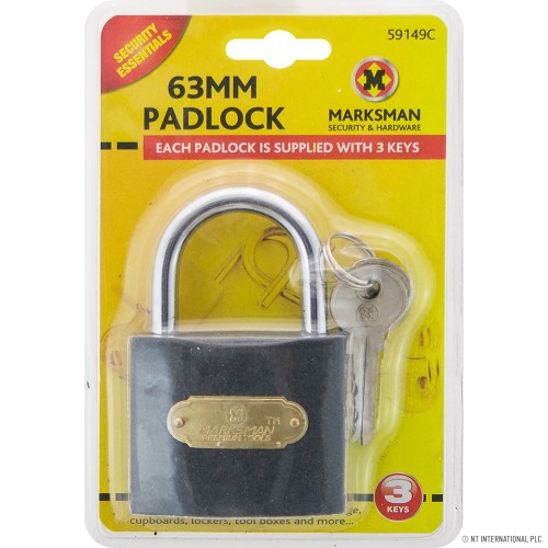 63mm Black Iron Padlock - Single