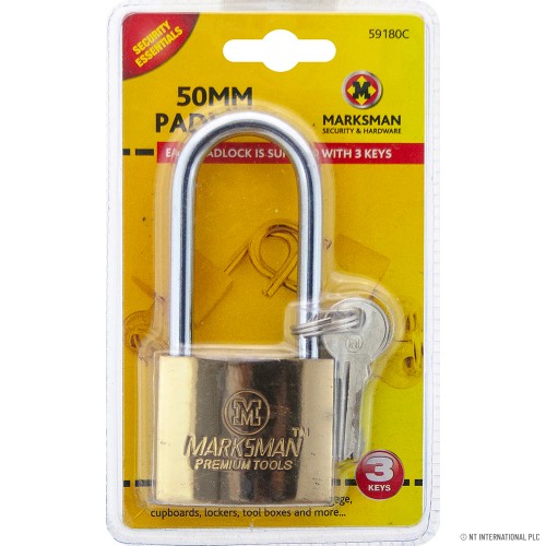 50mm Long Beam Padlock - Brass coated