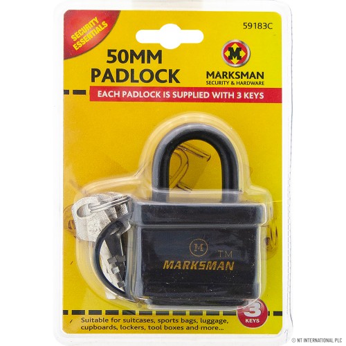 50mm Padlocks Marksman  Weather Resistance WITH 3 Keys NEW 30mm 40mm 