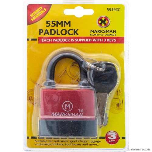 55mm Waterproof Padlock - Red