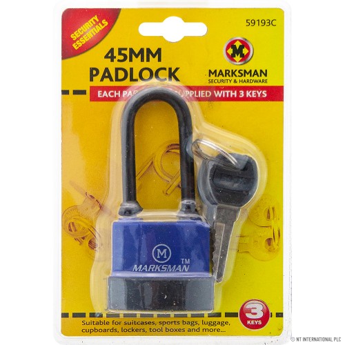 45mm Long Beam Waterproof Padlock - Blue