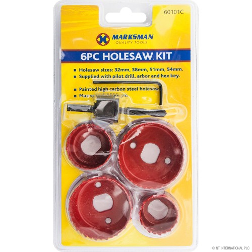 6pc Holesaw Kit - DB - Red