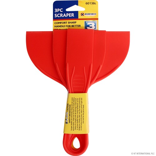 3pc Plastic Scraper Set - Red