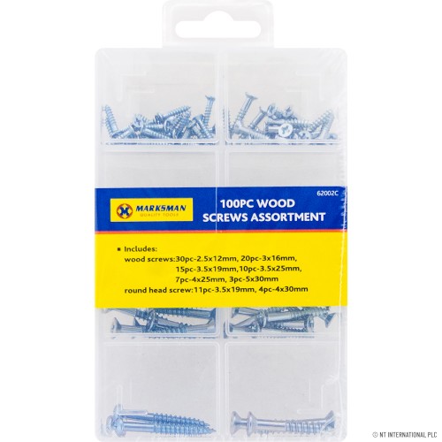 100pc Wood Screws Assortment