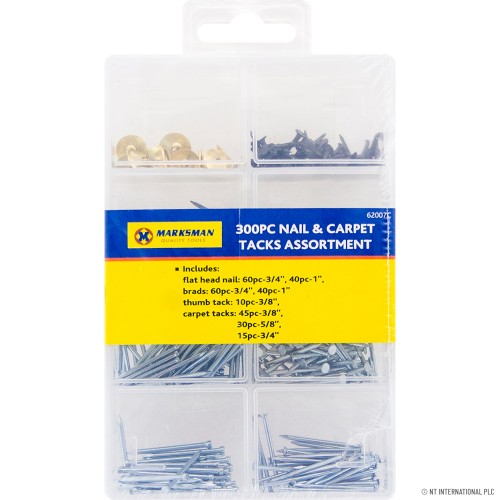 300pc Nails and Carpet Tacks Assortment